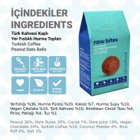 Türk Kahveli Glutensiz Vegan Yerfıstıklı Hurma Topları Raw Bites 100gr